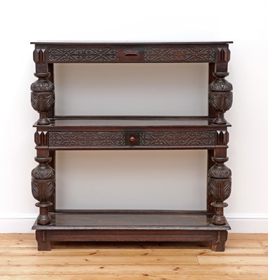 Lot 413 - An oak three-tier buffet