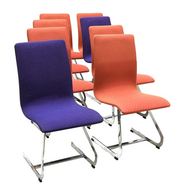 Lot 376 - Eight matched Merrow Associates cantilever dining chairs