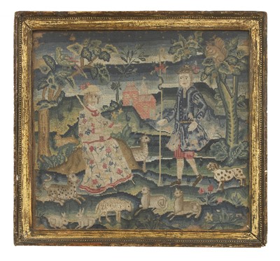 Lot 522 - A needlework panel