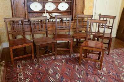 Lot 216 - A set of six George III oak dining chairs