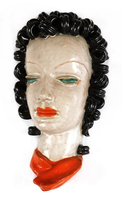 Lot 128 - A Goldscheider pottery wall mask