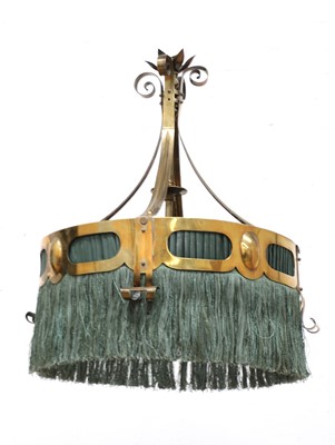 Lot 8 - A secessionist brass pendant light