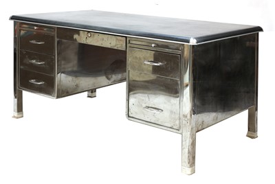 Lot 153 - A polished steel desk