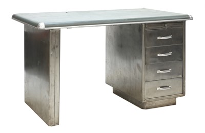 Lot 181 - A polished steel desk