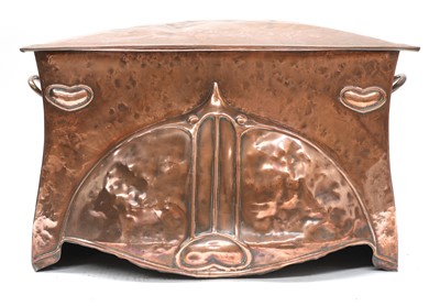 Lot 58 - An Arts and Crafts embossed copper coal scuttle