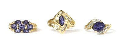 Lot 231 - Three 9ct gold iolite rings