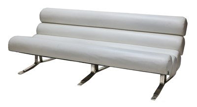 Lot 464 - A Kingston faux white leather sofa