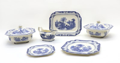 Lot 122 - A quantity of Adams Landscape blue and white dinner wares