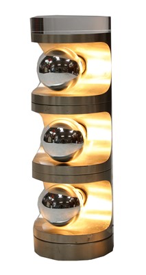 Lot 646 - A French brushed aluminium three-light swivel table lamp