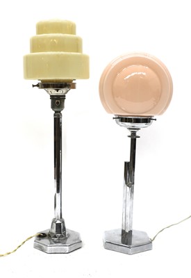 Lot 165 - Two Art Deco chrome table lamps