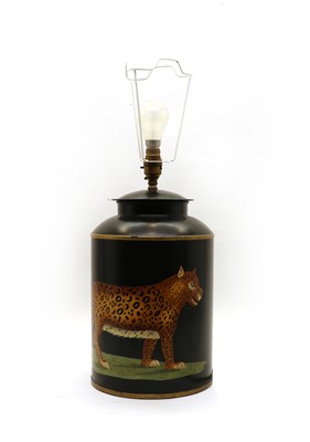 Lot 143 - A modern Regency-style toleware table lamp