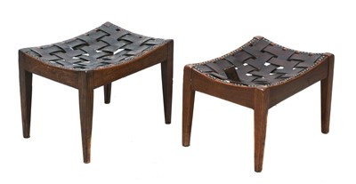 Lot 66 - Two Arts and Crafts oak stools