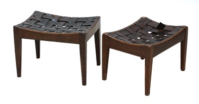 Lot 66 - Two Arts and Crafts oak stools