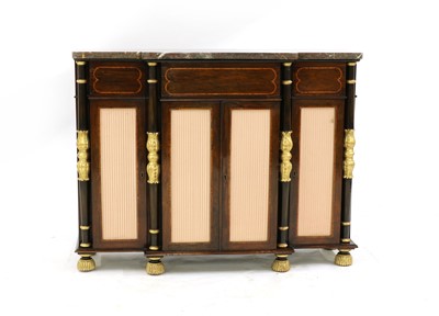Lot 299 - A William IV rosewood and crossbanded breakfront side cabinet