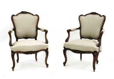 Lot 401 - Three Louis XV style salon chairs