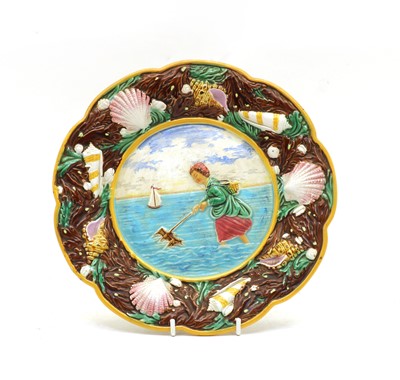 Lot 128 - A George Jones majolica 'Shrimper' plate