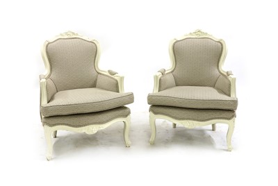 Lot 293 - A pair of mid-19th century painted framed armchairs
