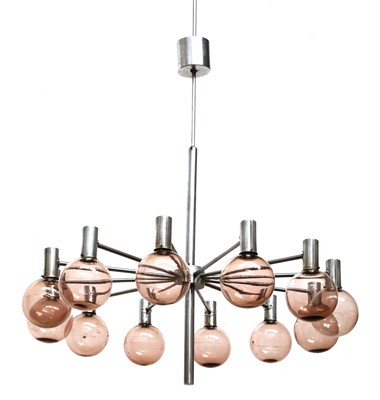 Lot 541 - A Markaryd 'Model T-449/12' steel twelve-branch hanging chandelier