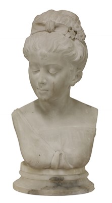 Lot 464 - A marble bust of a young girl