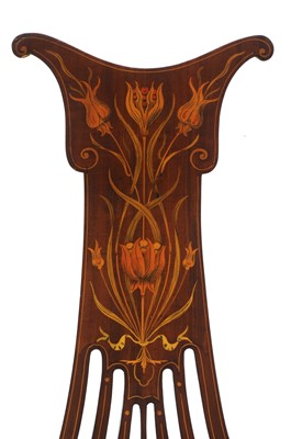 Lot 80 - An Art Nouveau mahogany inlaid armchair