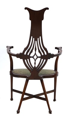 Lot 80 - An Art Nouveau mahogany inlaid armchair