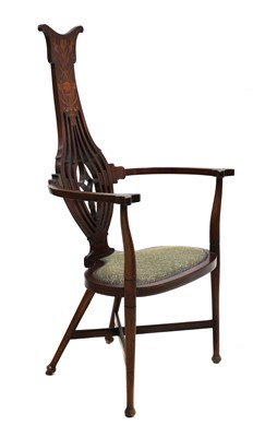 Lot 80 - An Art Nouveau mahogany inlaid armchair
