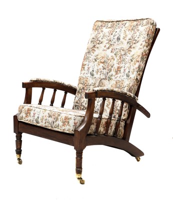 Lot 60 - A pair of Morris-type mahogany reclining armchairs