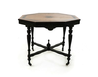 Lot 408 - A suite of Aesthetic burrwood and ebonised tables