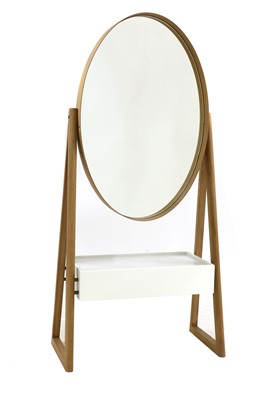 Lot 465 - A contemporary light oak 'Iona' cheval mirror
