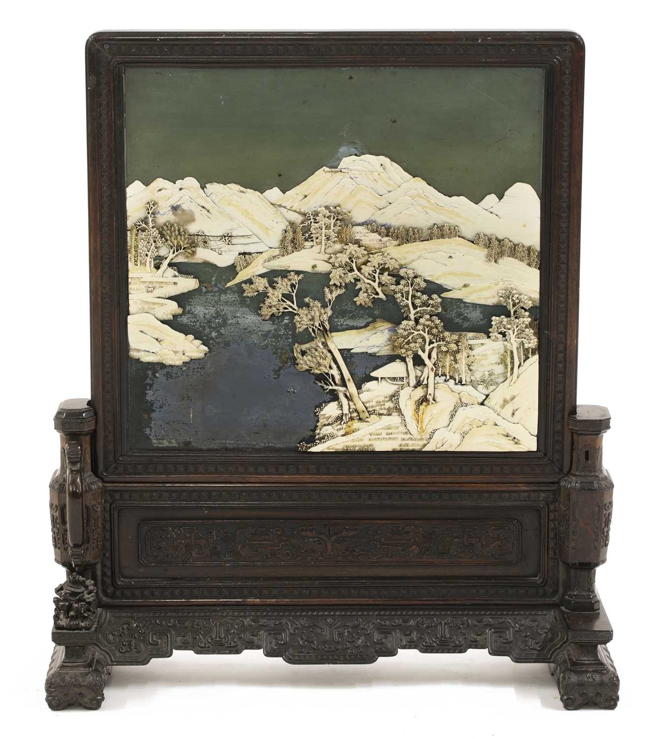 Lot 164 - A Chinese hardwood table screen