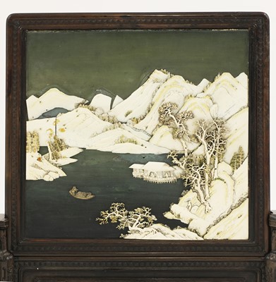 Lot 164 - A Chinese hardwood table screen