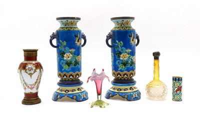 Lot 211 - A pair of French faience vases