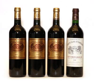 Lot 98 - Chateau Batailley, 5eme Cru Classe, Pauillac, 2007, three bottles