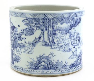 Lot 13 - A Chinese blue and white brush pot