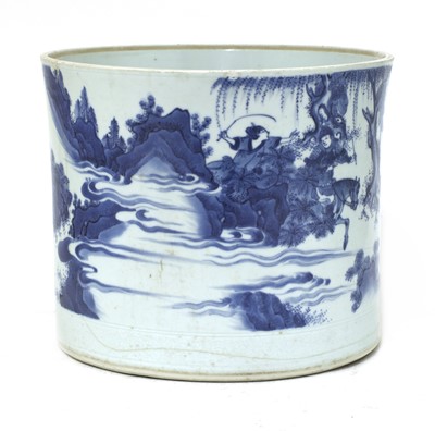 Lot 6 - A Chinese blue and white brush pot