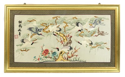Lot 524 - A Chinese embroidery panel