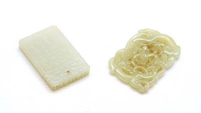 Lot 282 - A Chinese jade plaque