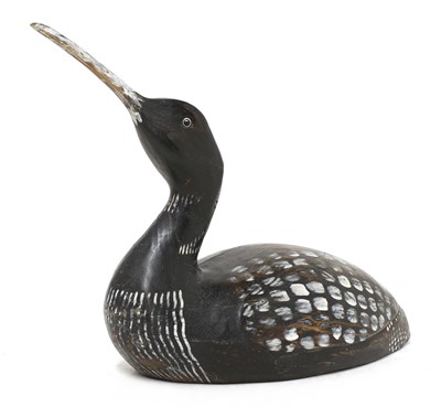 Lot 144 - A carved wooden decoy black-throated diver