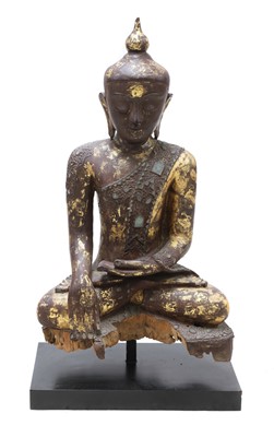 Lot 101 - A wooden and lacquered Shakyamuni Buddha