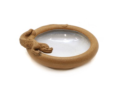 Lot 87 - A Chinese zisha stoneware brush washer