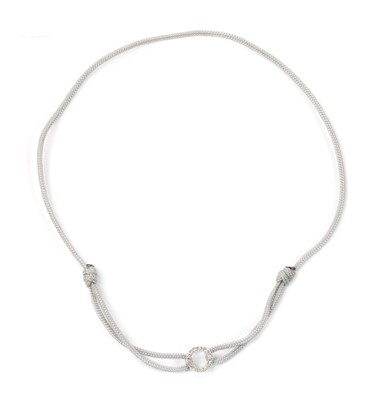Lot 123 - A white gold diamond cordette bracelet