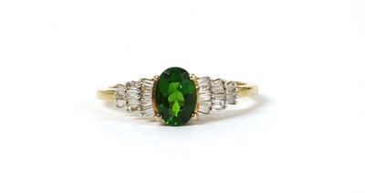 Lot 188 - A gold diopside and diamond ring