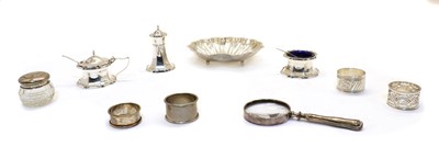 Lot 86 - A silver three piece condiment set