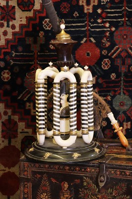 Lot 132 - An ivory and horn table hookah pipe