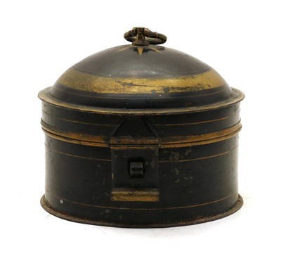 Lot 150 - A black toleware spice box