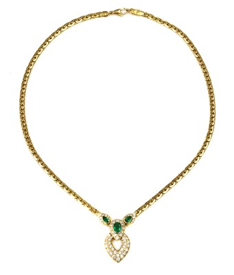 Lot 343 - An 18ct gold emerald and diamond necklace, by Garrard & Co., c.1988
