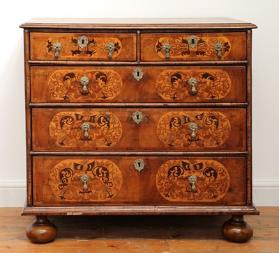 Lot 427 - A William and Mary marquetry inlaid walnut chest of drawers
