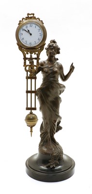 Lot 173 - A spelter figural mystery clock