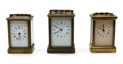 Lot 337 - Three brass carriage clocks