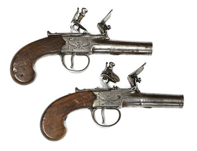 Lot 733 - A pair of 19th century pocket flintlock pistols